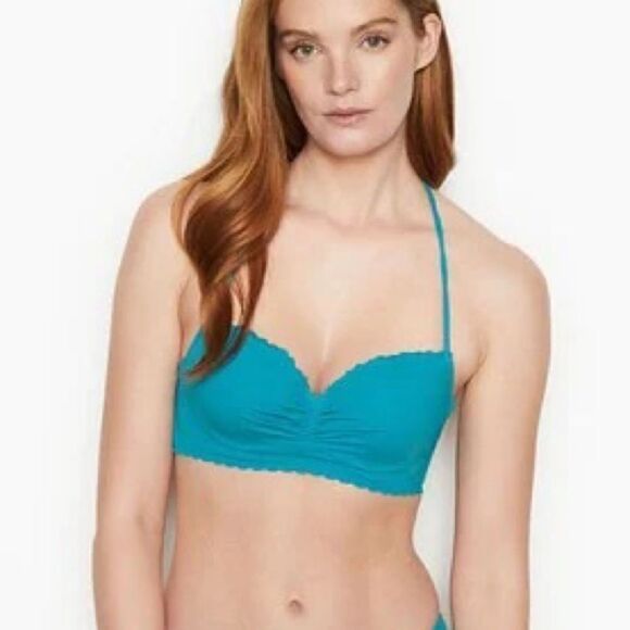 Victorias Secret Swim Zuma Sweetheart Demi Bikini top Bra Halter Teal - Picture 3 of 6